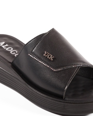 Papuci dama cu platforma Negri din Piele Ecologica Zulu - Img 6