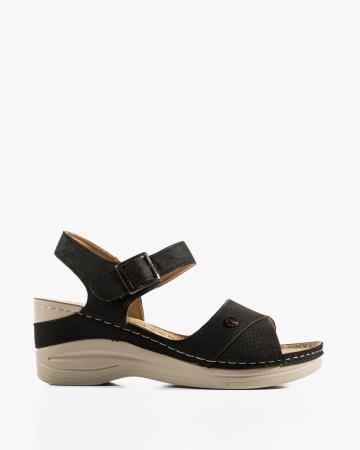 Sandale dama cu platforma Negre din Piele Ecologica Zugy