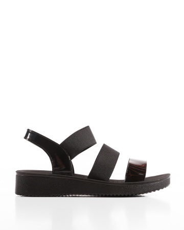 Sandale dama Negre lucioase din Material elastic Yiu - Img 5