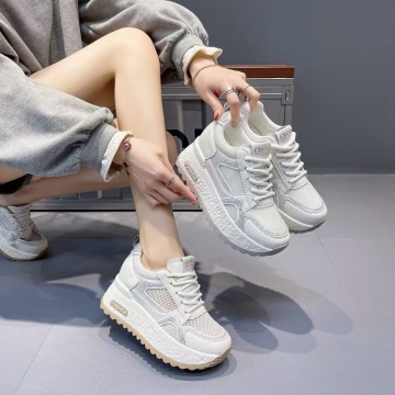 Sneakers dama albi cu kaki respirabili cu talpa groasa 5828