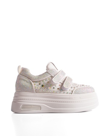 Sneakers dama albi cu platforma 6853 - Img 5