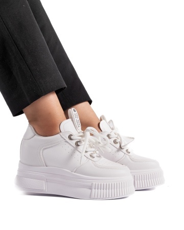 Sneakers dama albi cu platforma 7795 - Img 2