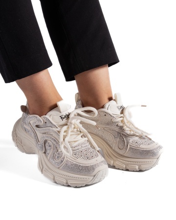 Sneakers dama bej cu talpa groasa 9839 - Img 2