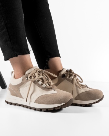 Sneakers dama Bej din Piele Ecologica Pkki - Img 2