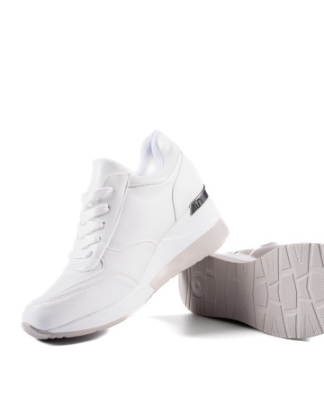 Sneakers dama cu platforma albi din piele ecologica HS-2 - Img 5