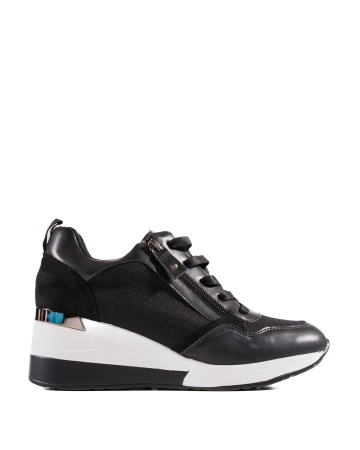 Sneakers dama cu platforma negri din piele ecologica HS-1 - Img 4