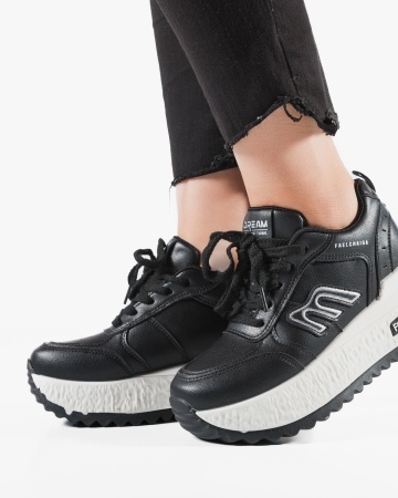 Sneakers dama cu platforma Negri din Piele Ecologica Puua - Img 3