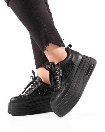 Sneakers dama Negri cu platforma din Piele Ecologica Pio - Img 3