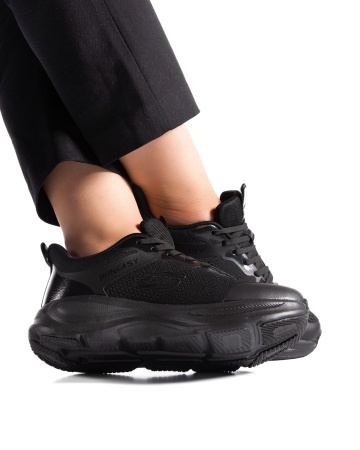 Sneakers dama negri din material textil F99296 - Img 3