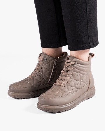 Ghete dama imblanite camel din piele ecologica G91