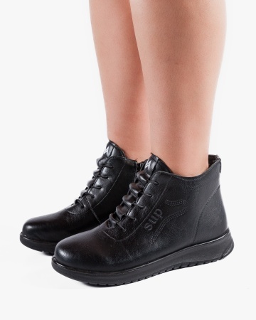 Ghete dama imblanite negre din piele ecologica T81