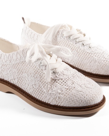 Pantofi dama Alb din Material texil dantelat Ecologic Van - Img 5