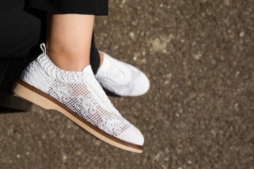 Pantofi dama Alb din Material texil dantelat Ecologic Vliz - Img 3