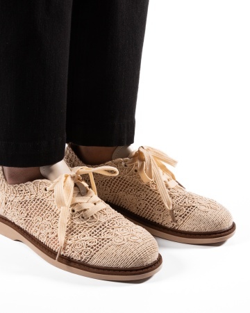 Pantofi dama Bej din Material texil dantelat Ecologic Van