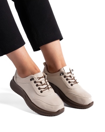 Pantofi dama casual bej din piele ecologica J03 - Img 3