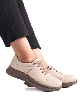 Pantofi dama casual bej din piele ecologica J15 - Img 2