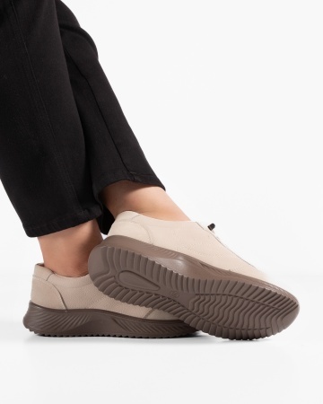 Pantofi dama casual bej din piele ecologica J62-3 - Img 3