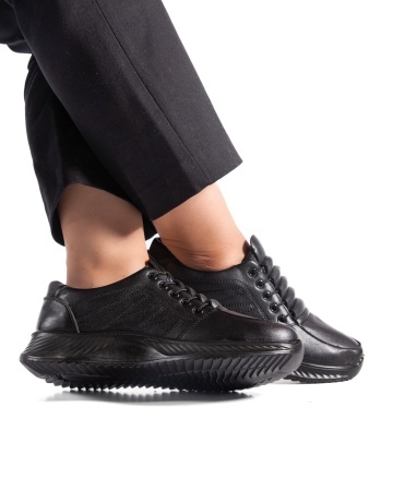 Pantofi dama casual negri din piele ecologica J01 - Img 3