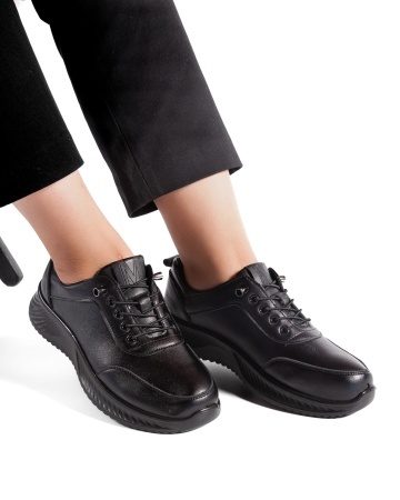 Pantofi dama casual negri din piele ecologica J03