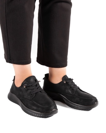 Pantofi dama casual negri din piele ecologica J63-1