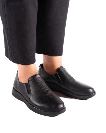 Pantofi dama casual negri din piele ecologica T05 - Img 3