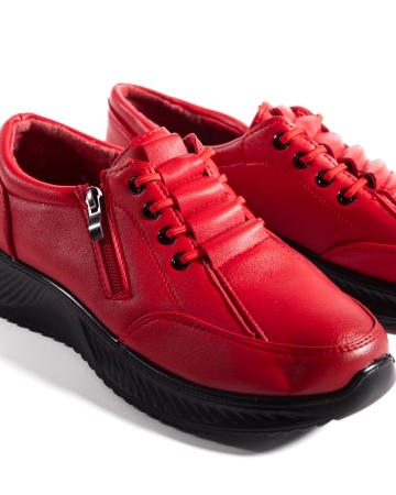 Pantofi dama casual rosii din piele ecologica J12 - Img 6