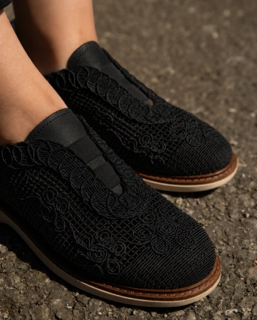 Pantofi dama Negri din Material texil dantelat Ecologic Vliz