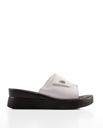 Papuci dama cu platforma Albi din Piele Ecologica Zulu - Img 5