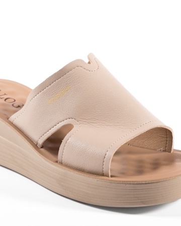 Papuci dama cu platforma Bej din Piele Ecologica Yama - Img 6