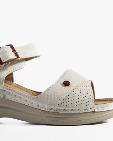 Sandale dama cu platforma Albe din Piele Ecologica Zugy - Img 6