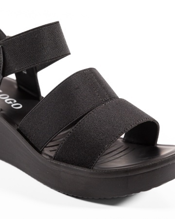 Sandale dama cu platforma Negre din Material elastic - Img 6