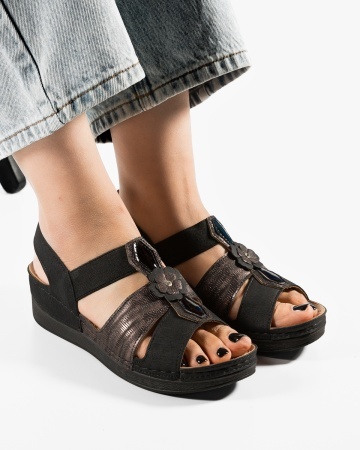 Sandale dama Negre din Piele Ecologica OIAL
