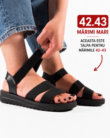 Sandale dama Negre glitter din Material elastic Ycai-marimi mari pana la 43 - Img 6