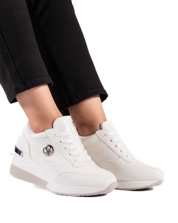 Sneakers dama cu platforma albi din piele ecologica HS-2 - Img 2