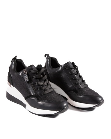 Sneakers dama cu platforma negri din piele ecologica HS-1