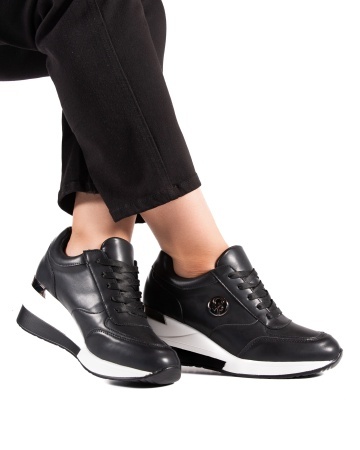 Sneakers dama cu platforma negri din piele ecologica HS-2 - Img 3