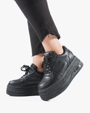 Sneakers dama cu platforma Negri din Piele Ecologica Pac - Img 2