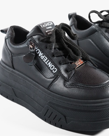 Sneakers dama cu platforma Negri din Piele Ecologica Piit - Img 6