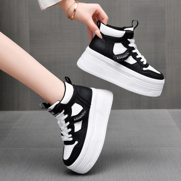 Sneakers dama cu platforma Negri din piele Ecologica Ploo