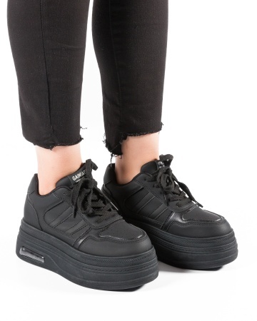 Sneakers dama cu platforma Negri din Piele Ecologica Pmal - Img 2