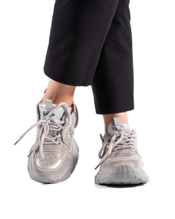 Sneakers dama gri cu talpa groasa 9839 - Img 4