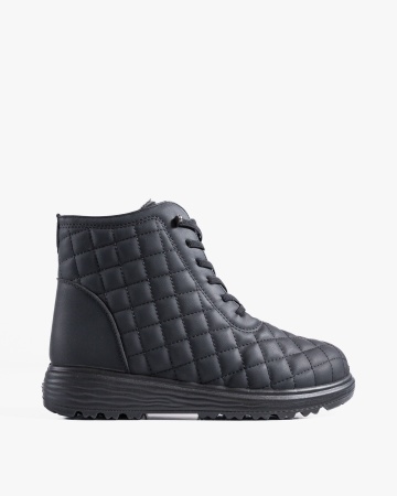 Ghete dama imblanite negre din piele ecologica G305 - Img 3