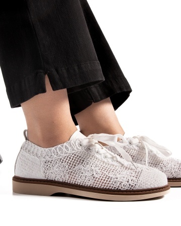 Pantofi dama Alb din Material texil dantelat Ecologic Van - Img 2