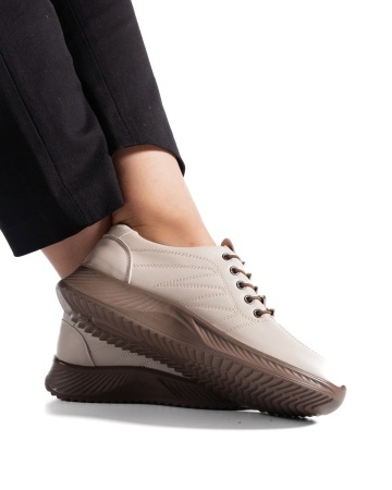 Pantofi dama casual bej din piele ecologica J01 - Img 3