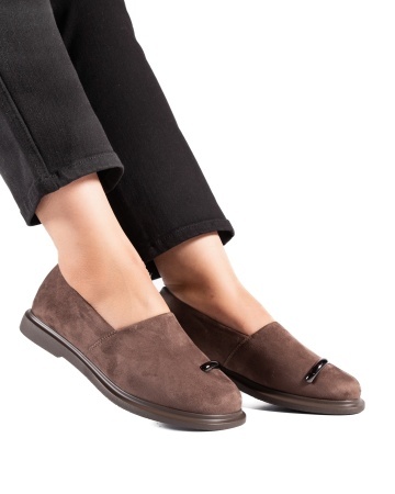 Pantofi dama casual maro din piele ecologica intoarsa LF01-6