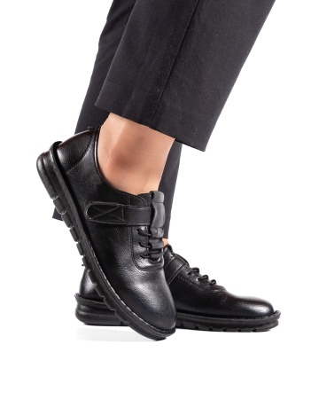 Pantofi dama casual negri din piele ecologica D2506 - Img 3