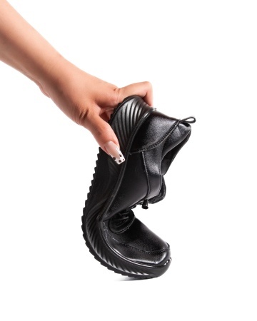 Pantofi dama casual negri din piele ecologica J03 - Img 8