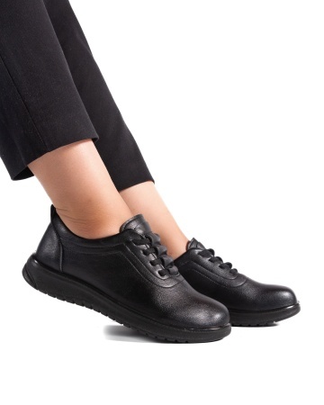 Pantofi dama casual negri din piele ecologica T521-marimi mari pana la 43