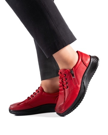 Pantofi dama casual rosii din piele ecologica J12 - Img 3