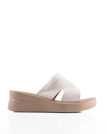 Papuci dama cu platforma Albi din Piele Ecologica Yama